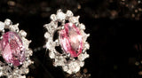Pink Sapphire 18K White Gold Studs Earrings with Diamonds