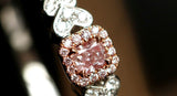 Pink Diamond Cushion Cut Ring - 18K White Gold