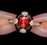 2.05ct Jadi Spinel 18K Gold Statement Ring with Black Agate