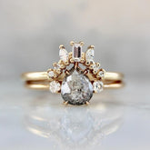 1.2ct Salt & Pepper Diamond Pear-Shaped Stackable Ring in 18K Gold