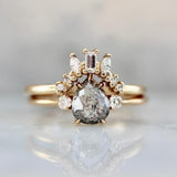 1.2ct Salt & Pepper Diamond Pear-Shaped Stackable Ring in 18K Gold