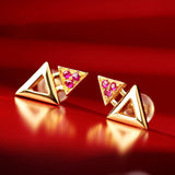 Ruby 18K White Gold Triangle Earrings