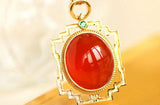 18K Gold Oriental Necklace with Southern Red Agate