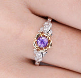 Bezel Set Purple Sapphire Platinum 950 Engraved Ring