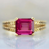 2ct Rubellite Tourmaline Diamond Ring - 18K Yellow Gold