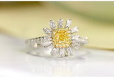 Fancy Yellow Diamonds Cushion Ring in 18K Yellow Gold
