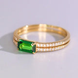 Horizontal Stone Design Tsavorite Ring in 18K Yellow Gold