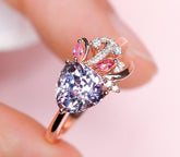 1.5ct Purple Spinel Trillion Ring wtih Diamonds in 18K Rose Gold