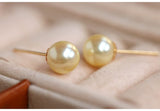 7mm Golden South Sea Pearl Studs in 18K Yellow Gold