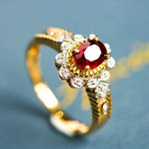 1.2ct Red Spinel Oval & Diamond Granulation Ring - 18K Gold