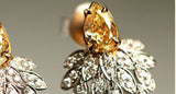 Fancy Yellow Diamonds Leaf Design Earrings in 18K Yellow Gold