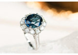 2.45ct Blue Sapphire & Diamonds Ballerina Ring - 18K White Gold