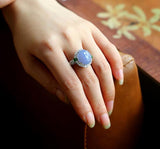 Exquisite Huge Violet Purple Jade Platinum 950 Ring