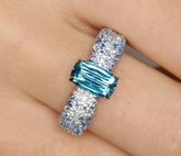 1.48ct 18K White Gold Blue Tourmaline Diamond Engagement Ring