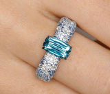1.48ct 18K White Gold Blue Tourmaline Diamond Engagement Ring