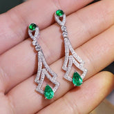 Emerald & White Diamonds Earrings in 18K White Gold