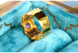 Purple Sapphire Diamond 18K Gold Honeycomb Detailing