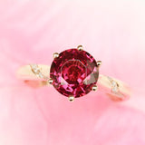 2.4ct Peach Red Garnet Engagement Ring - 18K Yellow Gold