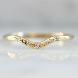 White Diamond Chevron Ring in 14K Yellow Gold