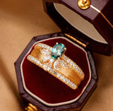 Alexandrite 18K Gold Brush Finish Ring with Channel Set Diamond