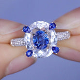 Royal Blue Sapphire & Diamonds Ring in Platinum 950