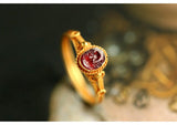 22K Yellow Gold Garnet Antique Egyptian Ring