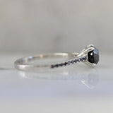 1ct Round Black Diamond Ring - 18K Yellow Gold