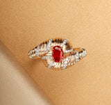 Eye of Providence Ruby Ring in 18K Gold Italian Engraved Ring