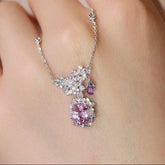 1.2ct Pink Sapphire & Diamond Necklace in 18K White Gold
