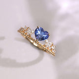1.2ct Blue Sapphire & Diamonds Stackable Ring in 18K Yellow Gold