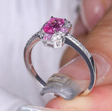 Sparkly Pink Sapphire Art Deco Ring in Platinum 950