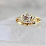 Dolce 1.3ct Salt & Pepper Round Brilliant Cut 18K Gold Wedding Ring