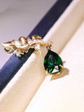 Maple Design Tsavorite Pendant with Diamond in 18K Yellow Gold