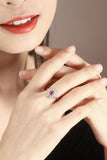 Flower Design Purple Spinel & Diamond Ring - 18K Yellow Gold