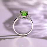 2.92ct Tsavorite Radiant Cut Ring with Diamond in 18K White Gold