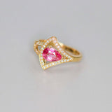 Trillion Cut Spinel 18K Gold Ring with Diamond