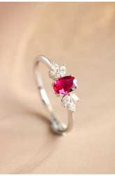 Ruby Marquise Diamond Cluster Ring in 18K White Gold