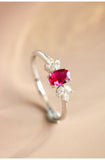 Ruby Marquise Diamond Cluster Ring in 18K White Gold