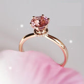 Pink Tourmaline Diamond Engagement Ring in 18K Yellow Gold