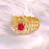 Jedi Spinel Engraved 18K Yellow Gold Ring