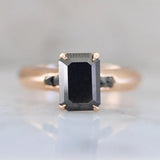 2.5ct Emerald Cut Black Diamond Solitaire Ring - 18K Rose Gold