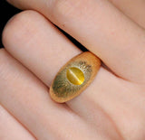 Chrysoberyl Flush Set 18K Gold Brush Finish Ring in 18K Yellow Gold