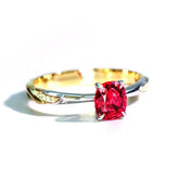 Stunning 1ct Red Spinel Cushion Ring - 18K Two Tone Gold
