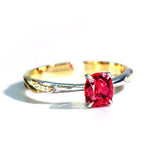 Stunning 1ct Red Spinel Cushion Ring - 18K Two Tone Gold