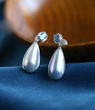 Mabe Pearls Teardrop & Aquamarine Earrings - 18K Yellow Gold