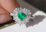 Heart-Shaped Emerald & Diamond Ballerina Ring in 18K Gold