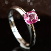 1.15ct Pinkish Spinel Cushion Ring - 18K White Gold