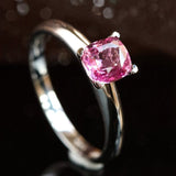 1.15ct Pinkish Spinel Cushion Ring - 18K White Gold