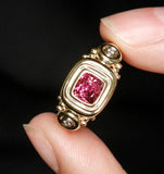 Chunky Gold Spinel Engraved Ring in 18K Yellow Gold