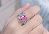 1.96Ct Pink Spinel Engraved Ring in 18K White Gold